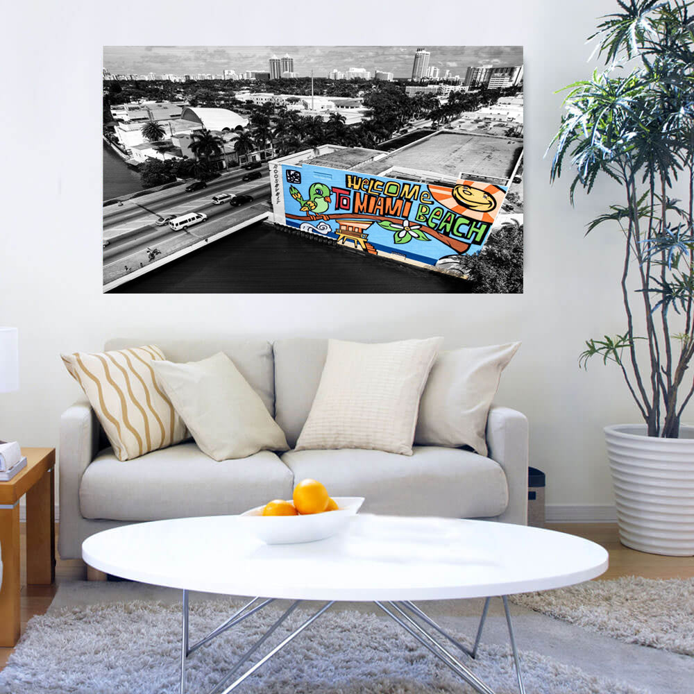 Welcome to Miami Beach - Lebo Brushed Aluminum Artbond
